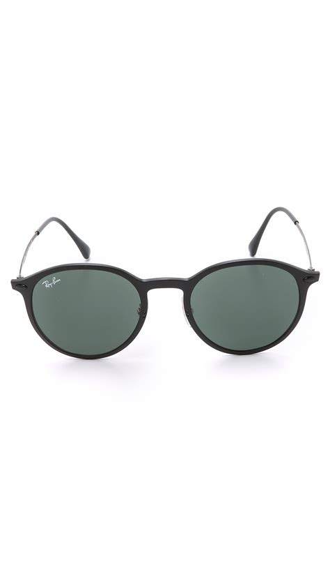 lyst ray ban lightweight round sunglasses with flash lens in black