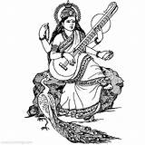 Saraswati Pages Veena Raghunatha Xcolorings Sarita Sangeet 214k sketch template