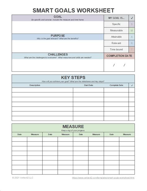 printable smart goals worksheet