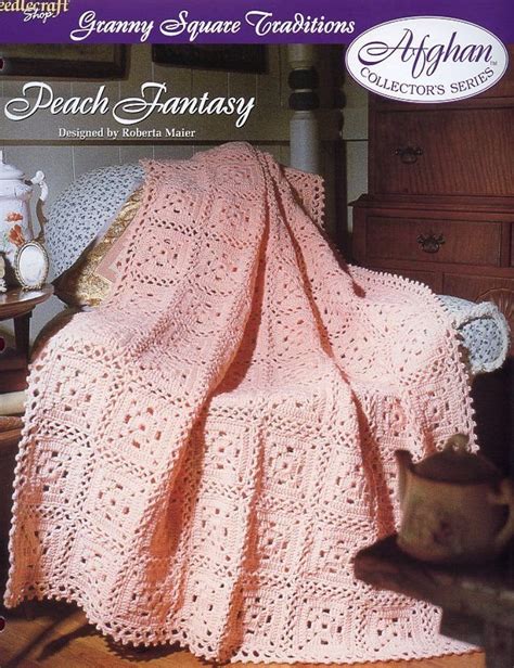 Peach Fantasy Afghan Granny Square Crochet Pattern Instructions Leaflet New