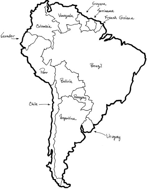 south america map colouring pages