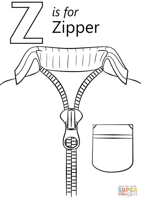letter    zipper coloring page  printable coloring pages