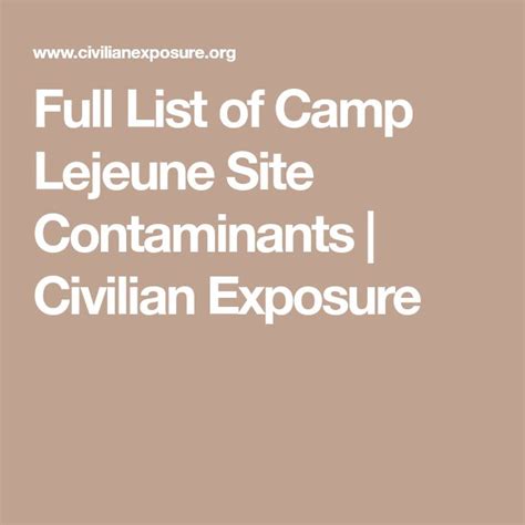 full list  camp lejeune site contaminants civilian exposure camp