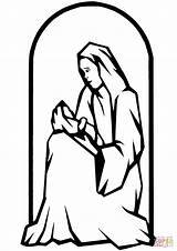 Coloring Glass Stained Nativity Pages Mary Printable Jesus Mother Drawing Supercoloring Categories sketch template