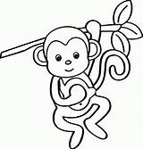 Coloring Monkey Pages Cute Printables Baby Cartoon Kids Popular Adults sketch template