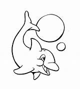 Dolphin Coloring Kids Dolphins Simple Pages Very Animals Ball Color Print Playing Animal Colorear sketch template