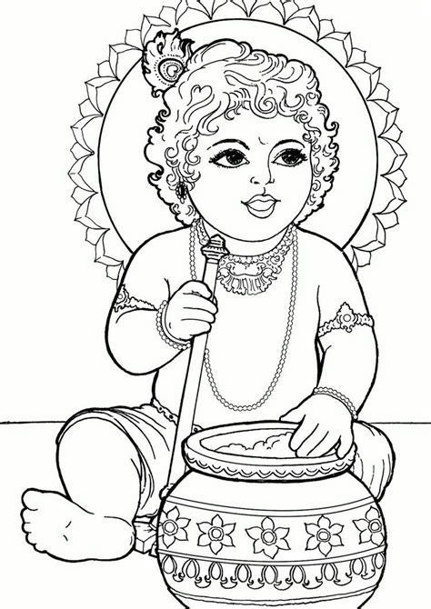 baby krishna coloring book  print coloring book art mandala design