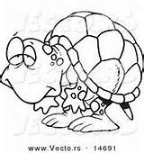Tired Cartoon Coloring Vector Tortoise Outline Old Royalty Stock sketch template