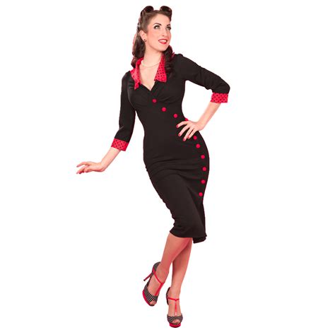 miss candyfloss womens new red black 50s retro rockabilly pencil wiggle