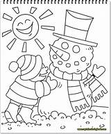 Winter Coloring Season Drawing Easy Sunny Snowman Pages Making Little Kid Mr Young sketch template