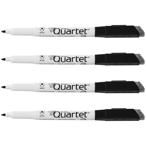 quartet classic dry erase markers  magnetic eraser cap fine tip black  pack staplesca