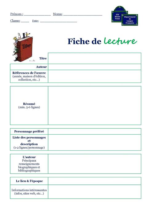 fiche de lecture exemple terminale dor contohx