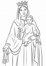 Senhora Nossa Colorear Carmel Virgen Carmelo Lourdes Desenho Rosary Santi Disegno Religious sketch template