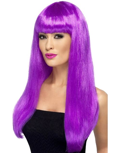 purple babelicious long hair women adult halloween wig costume accessory  size