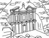 Petra Coloring Al Khazneh Treasury Picchu Machu City Basilica Dibujo Coloringcrew Petras sketch template