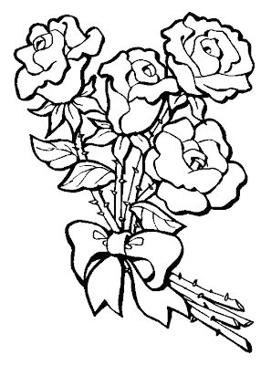 bouquet  roses valentine day coloring pages disney coloring pages