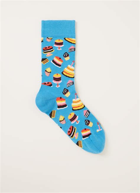 happy socks birthday cake sokken met print blauw de bijenkorf