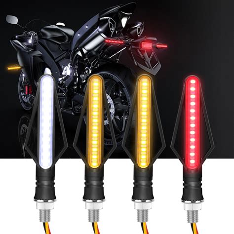 led sequential flowing motorcycle turn signal indicator lights drl brake ebay