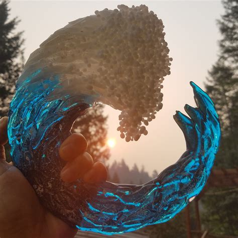 Ocean Wave Cremation Memorial Ashes Infused Glass Sculptures Infusion