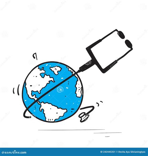 handgetekende doodle globe met stethoscoop artsensymbool voor de illustratievector op de