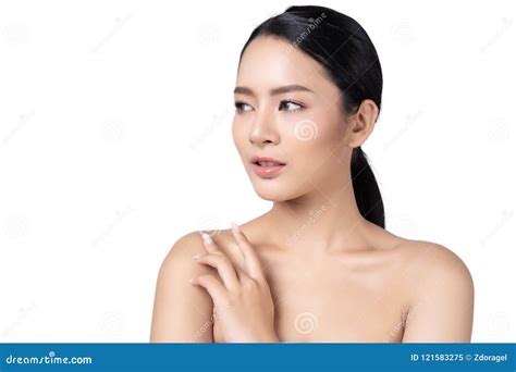 beautiful spa young asian woman  clean perfect skin girl wi stock