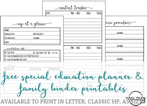 iep binder  special education planner inserts