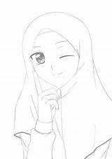 Sketsa Kartun Hijab Papan sketch template