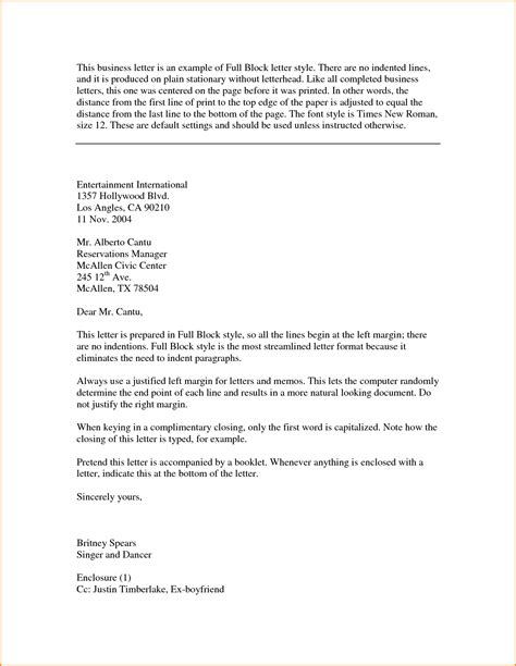 typing  business letter full block format hq printable documents