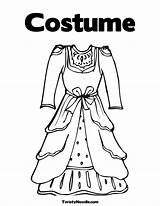 Coloring Dress Pages Dresses Library Clipart Sheets Vintage Costume Clothes Theatre Popular sketch template
