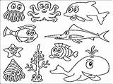 Coloring Animals Pages Sea Ocean Fish Animal Water Ecosystem Drawing Underwater Deep Creatures Life Plants Color Printable Scene Getdrawings Realistic sketch template