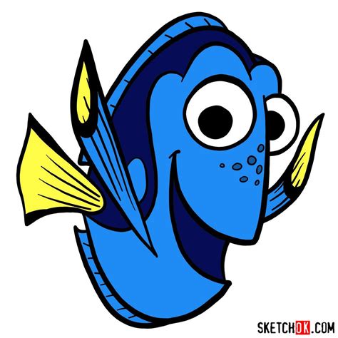 draw dory finding dory step  step drawing tutorials dory drawing drawing cartoon