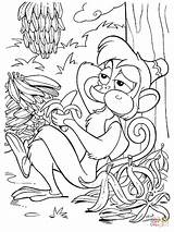 Abu Coloring Pages Banana Eating Online Aladdin Gif Color sketch template