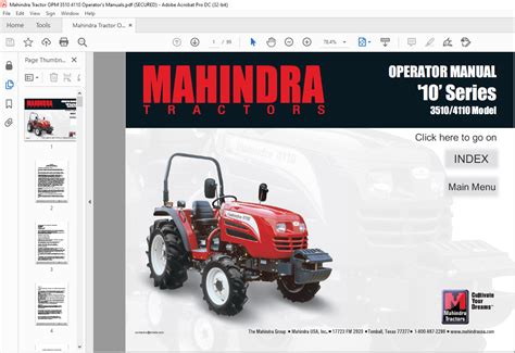 mahindra tractor  series   operators manual   heydownloads manual