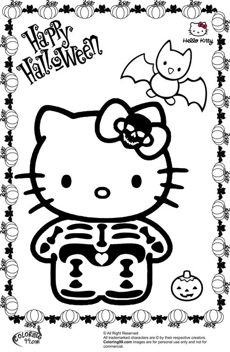 kitty halloween skeleton coloring pages color sheets