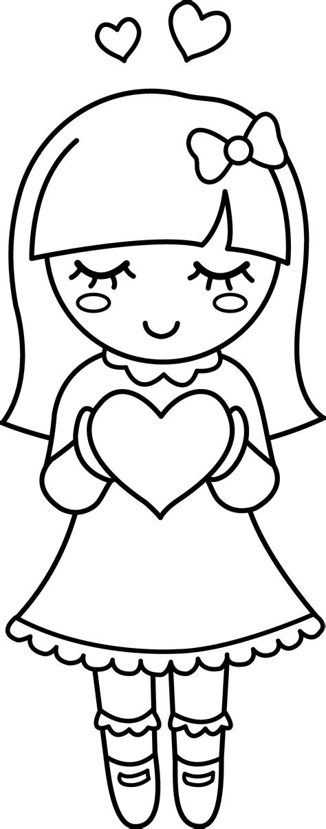 cute valentine girl coloring page  clip art