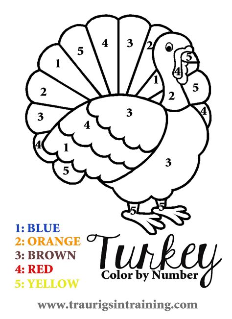 turkeycolorbynumber thanksgiving preschool  thanksgiving