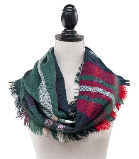 plaid lovers collection women infinity scarf regular scarf navy green