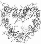 Heart Embroidery Wreath Flower Coloring Pages Stitch Roses Patterns Floral Hearts Grapevine Freebie Stitching Made Rose Choose Board Flowers sketch template