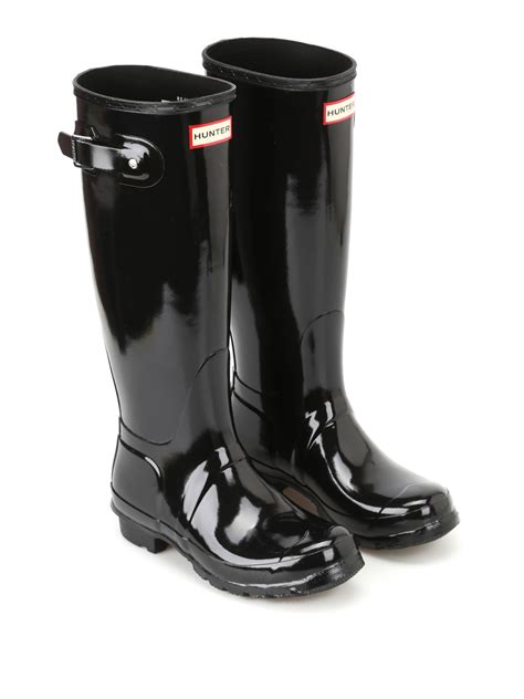 hunter original tall gloss ladies black rain boots   ebay