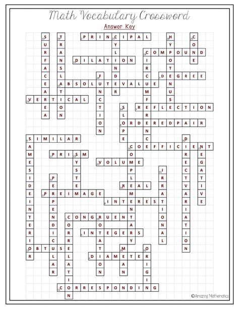 math crossword puzzles  printable