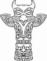 Totem Pole Coloring Poles Pages Native American Kids Printable Drawing Tiki Totems Bestcoloringpagesforkids sketch template