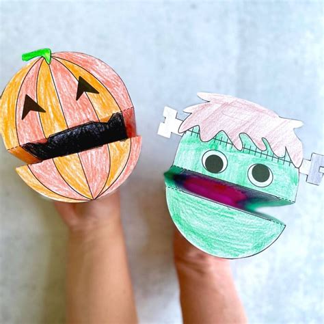 printable halloween puppets easy halloween coloring crafts
