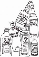 Drawing Bottle Bottles Alcohol Liquor Drawings Vodka Tumblr Line Easy Sketch Pages Color Illustration Coloring Glass Para Things Cola Beer sketch template