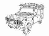 Defender Rover Land Landrover Car 4x4 Drawing Jeep Colouring Coloring Behance Pages Drawings Trophy Cars Camel Cruiser Adventure Booklet Line sketch template