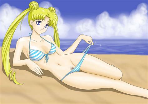 Rule 34 Beach Bikini Bishoujo Senshi Sailor Moon Blonde