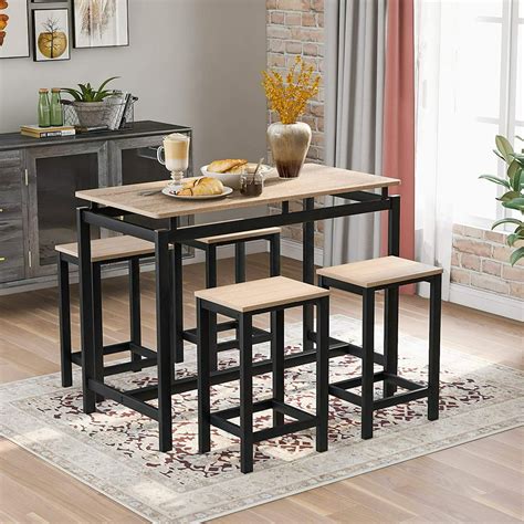 pieces dining table set counter height kitchen table  chairs bar