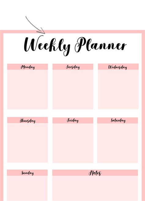 weekly planner  printable template templates printable