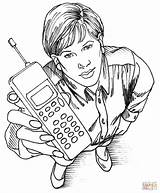 Celular Cellulare Handy Hablando Cellulari Disegnare Mostrando Bambino Eine Telefone Mujer Telecom sketch template
