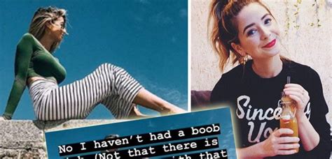 zoella hits back after fans claim she s had a boob job following this