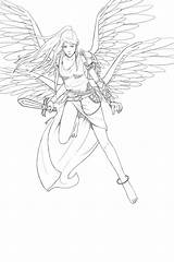 Valkyrie Coloring Lineart Deviantart Pages Designlooter Colouring 89kb Drawings sketch template